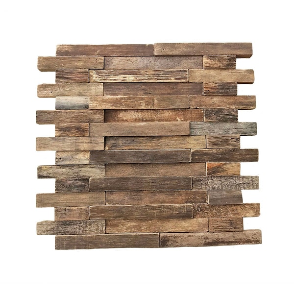 Ekena Millwork Interlocking Boat Wood Mosaic Wall Tile, Natural Finish, 11 7/8"W x 11 7/8"H x 1/2"P WPW12X12INMENA - main